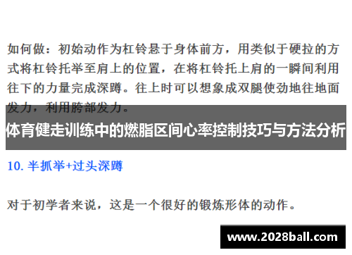 体育健走训练中的燃脂区间心率控制技巧与方法分析